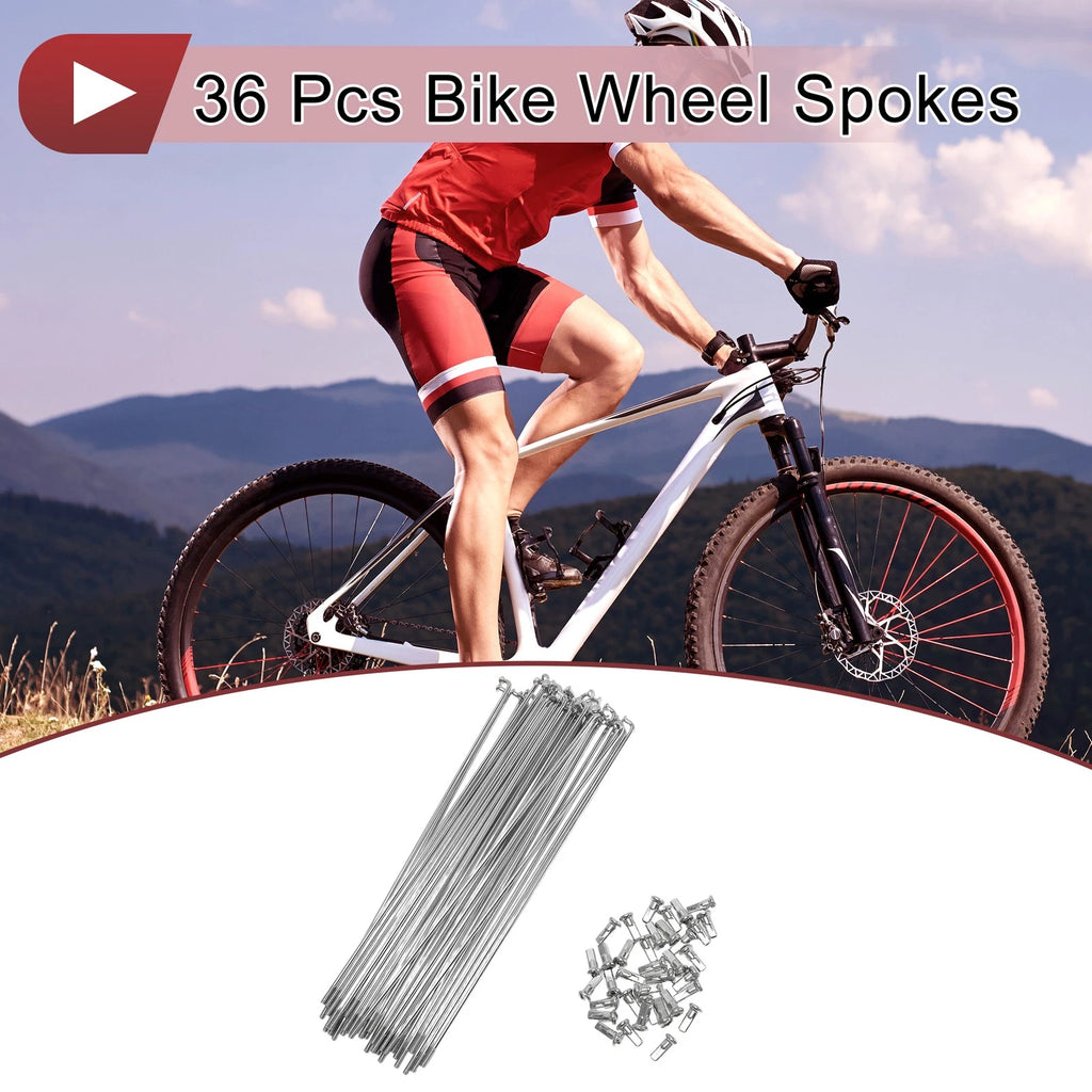 36 Set Bicycle Wheel Spokes 195mm Steel Galvanized for 45 Inch Wheels