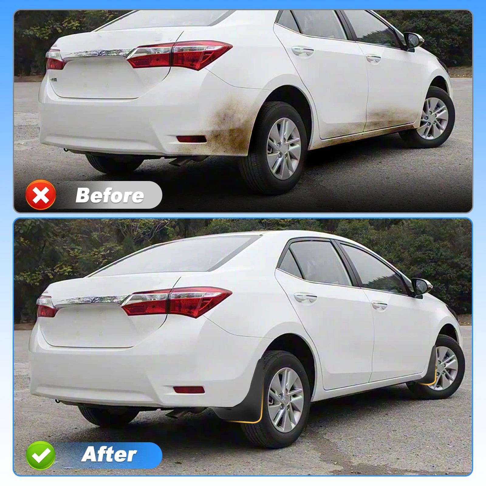 4Pcs Front Rear Splash Guards Mud Flaps for Toyota Corolla (2009–2013)