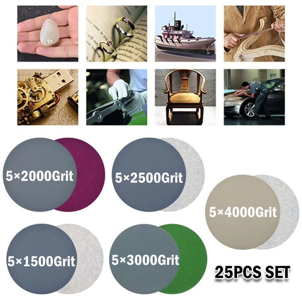 25pcs 3 Inch Hook & Loop Sandpaper Discs 1500 2000 2500 3000 4000 Grit