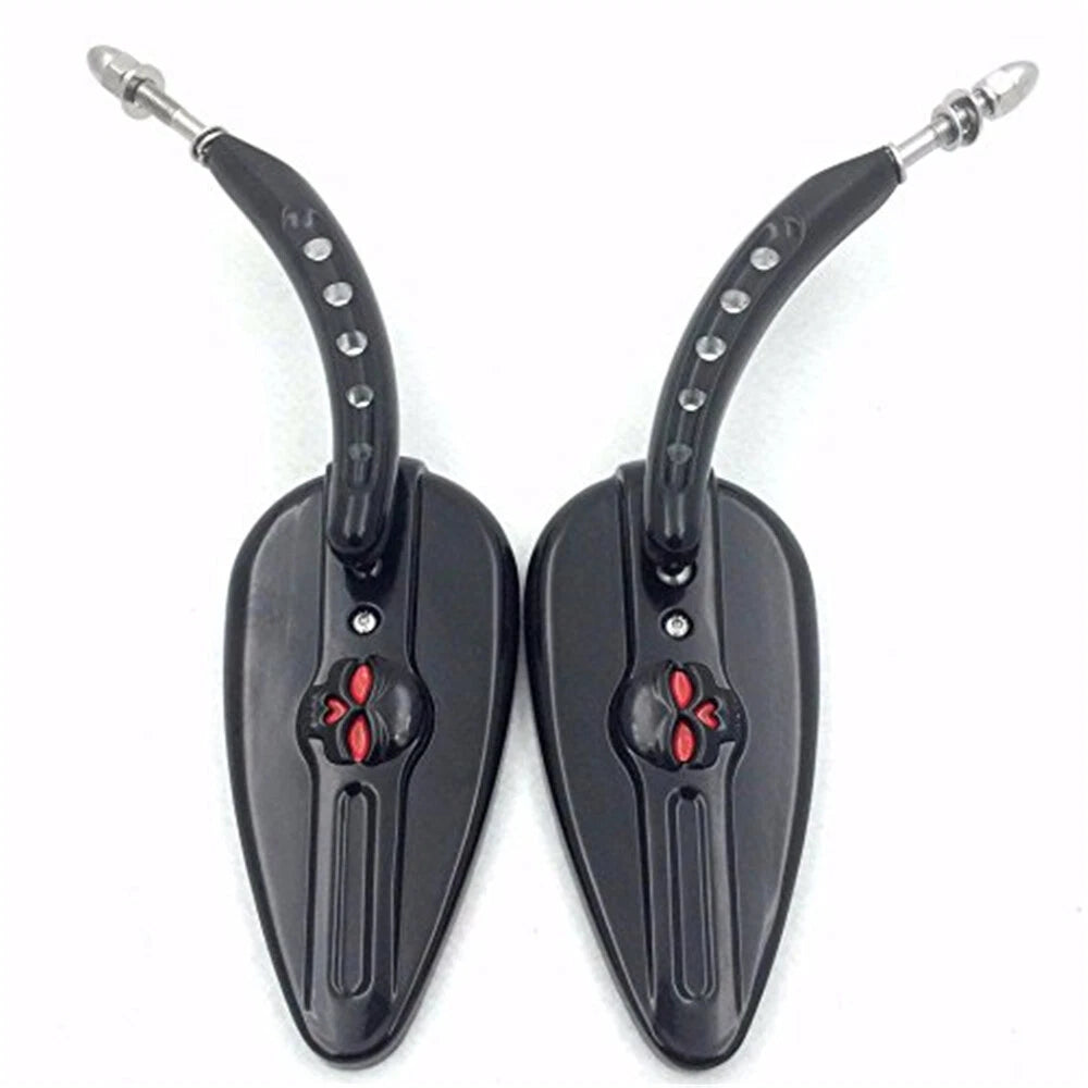 Black Skull Side Mirrors for Harley Dyna Super Glide