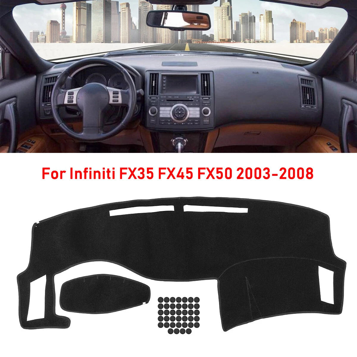 Dashmat Pad Cover for Infiniti FX35 FX45 FX50 (2003–2008) Black