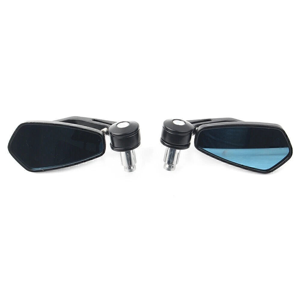 2X 7/8" 22mm Black Handle Bar End Side Rearview Mirrors for Motorcycle
