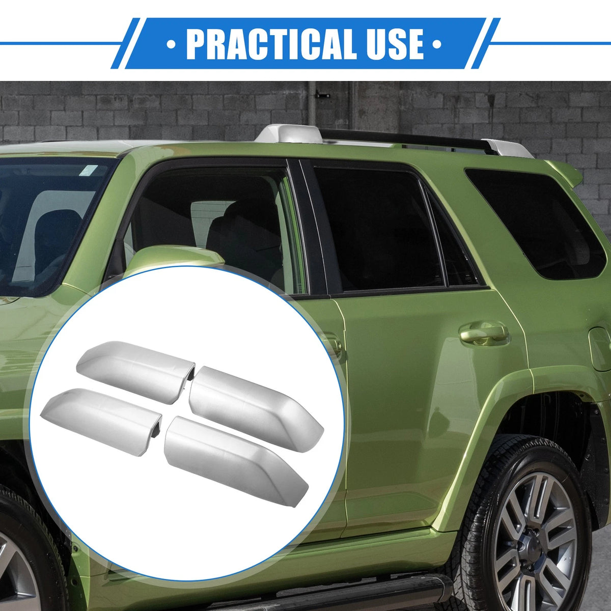 Set of 4 Roof Rack Side Rails End Covers for Toyota 4Runner (2010–2022) Silver