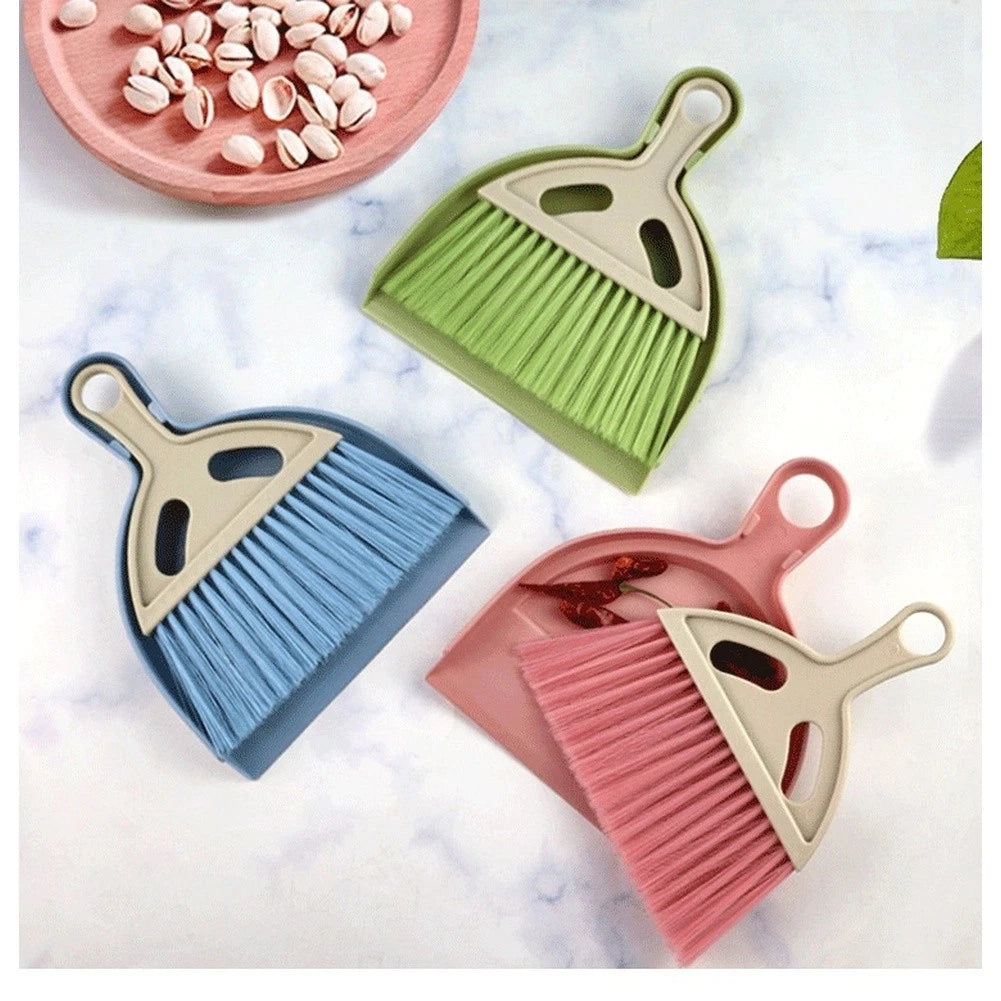 Set of 2 Compact Desktop Broom Dustpan for Home Office Use