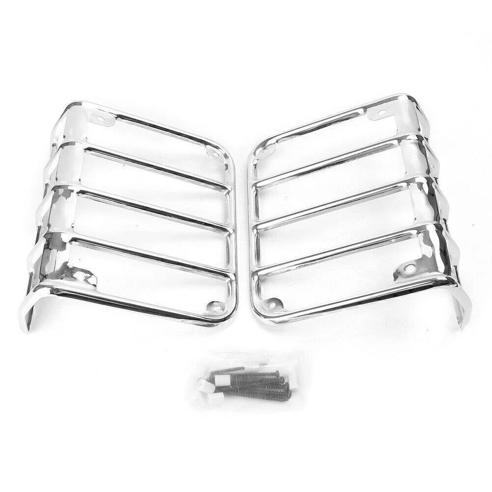 2X Steel Tail Light Cover Protector for Jeep Wrangler JK (2007–2016) Chrome