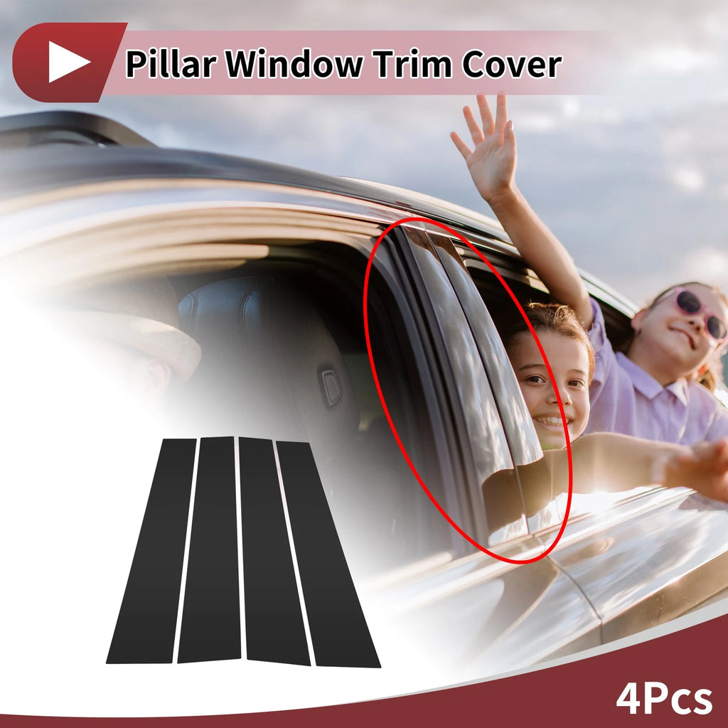 Door Pillar Window Trim Front Rear Set for Lexus GS (2013–2021) Black 4 Pcs