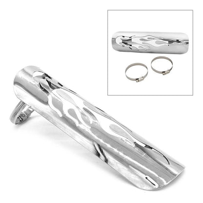 1x Motorcycle Chrome Exhaust Muffler Pipe Heat Shield Cover Heel Guard Universal