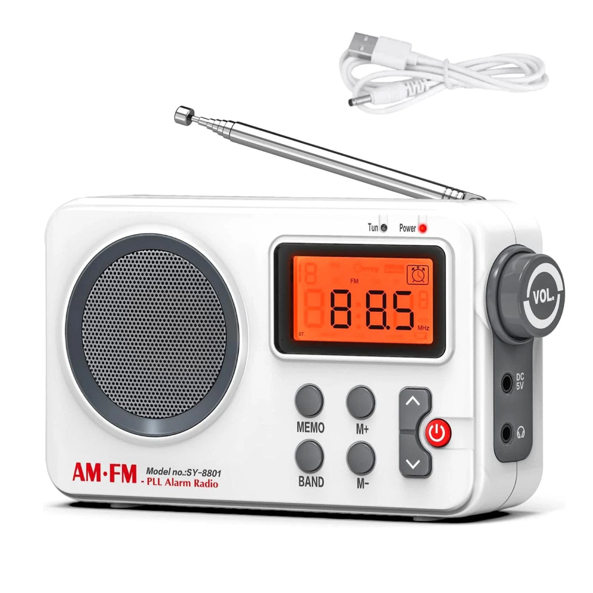 Portable AM/FM PLL Alarm Radio with Sleep Timer Function