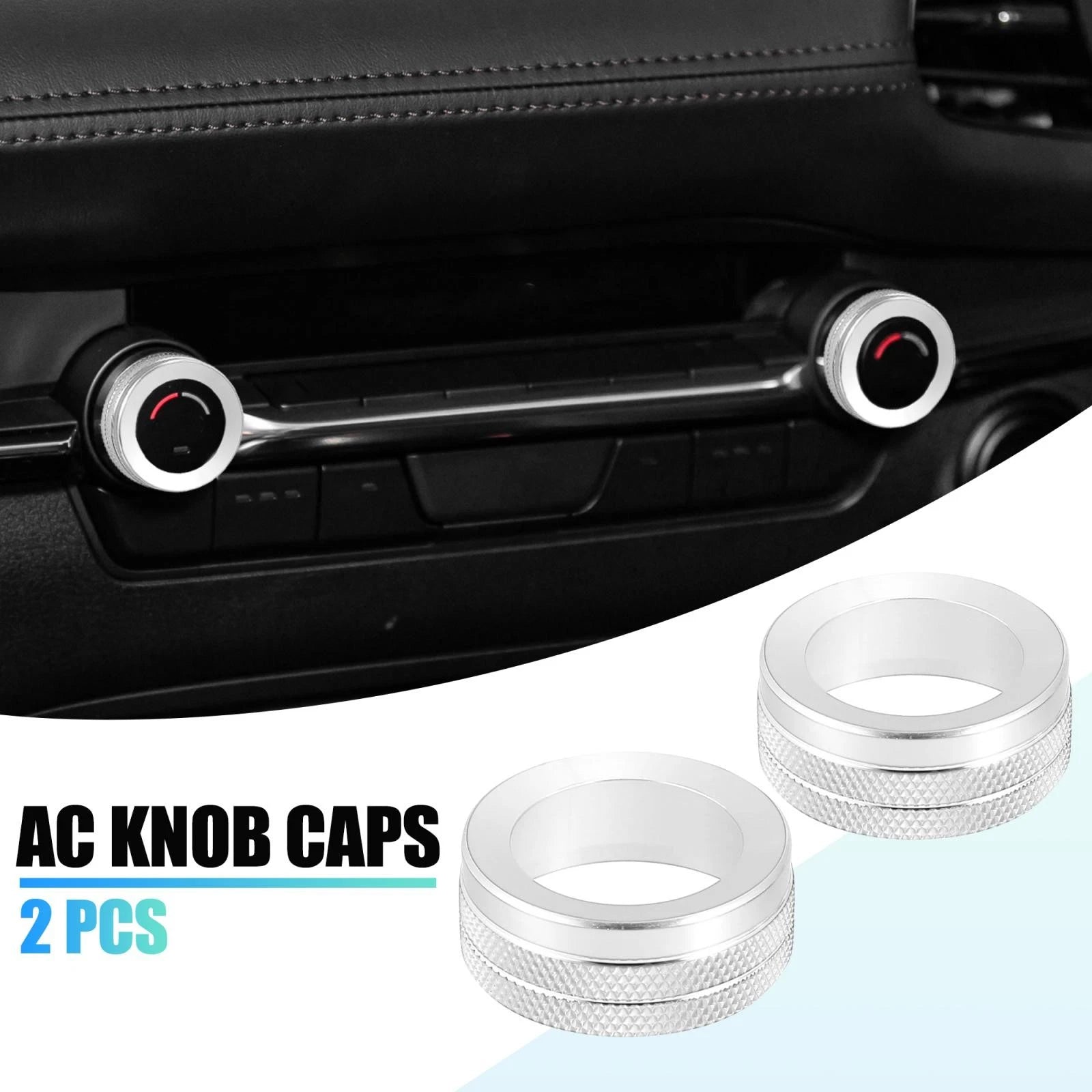 2pcs AC Knob Caps Air Conditioner Button Decals for Mazda (2014–2016)