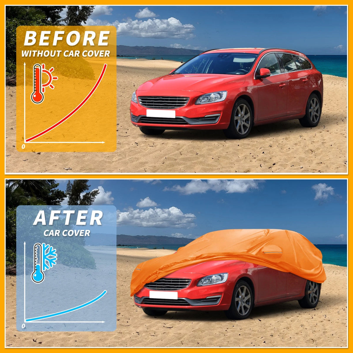 Waterproof Car Cover for Volvo V60 (est) 210D-PU with Zipper