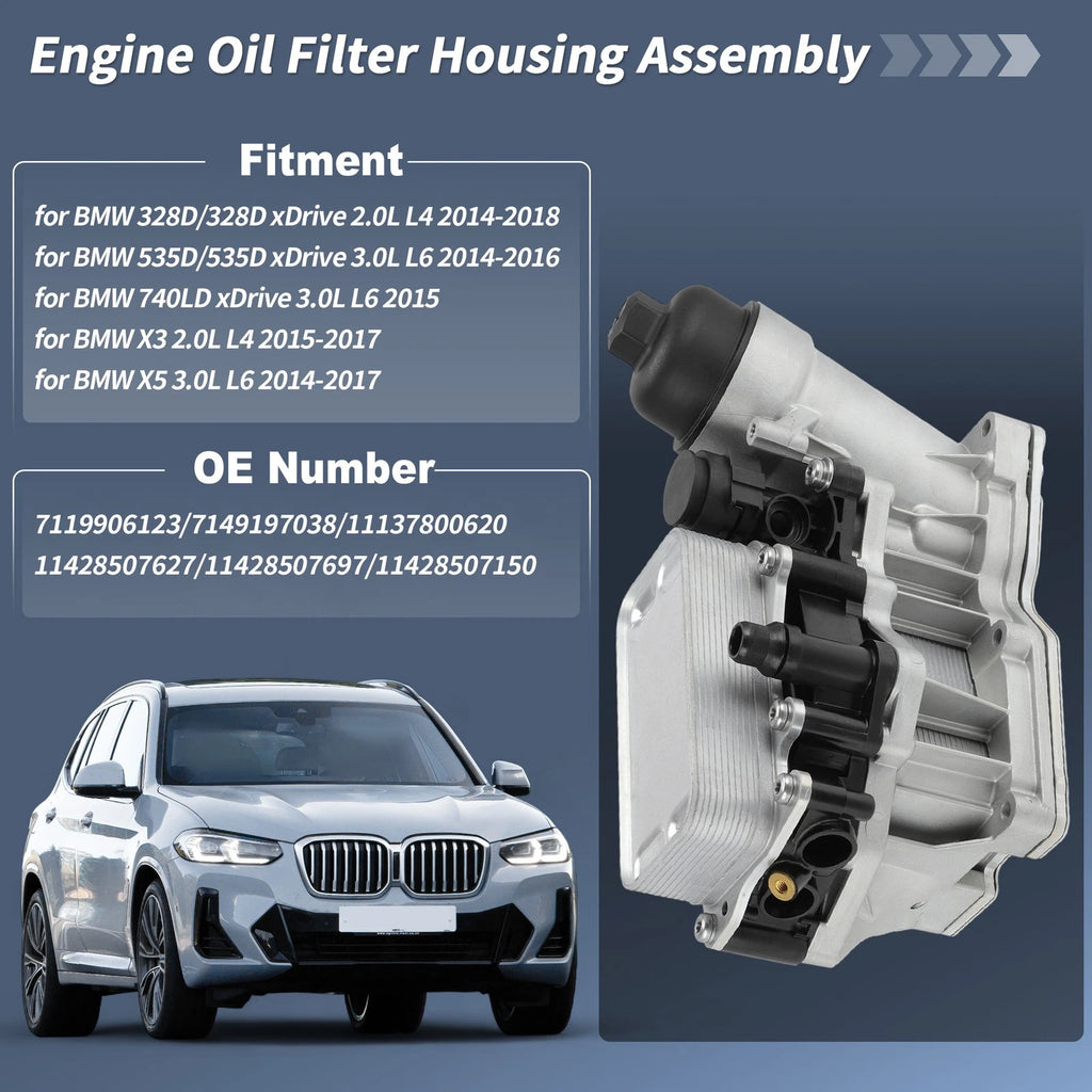 Engine Oil Filter Base Housing Assembly Replacement for BMW X3 X5 (2007–2018)