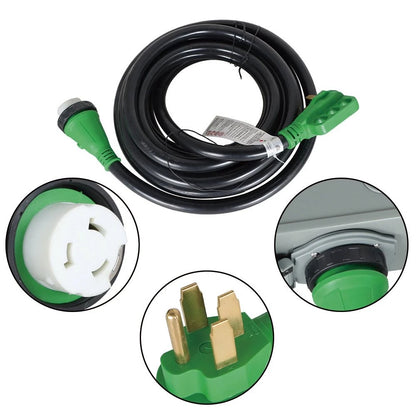 3-Prong Power Inlet Box & 50 Amp Locking RV Extension Cord (125V/250V)