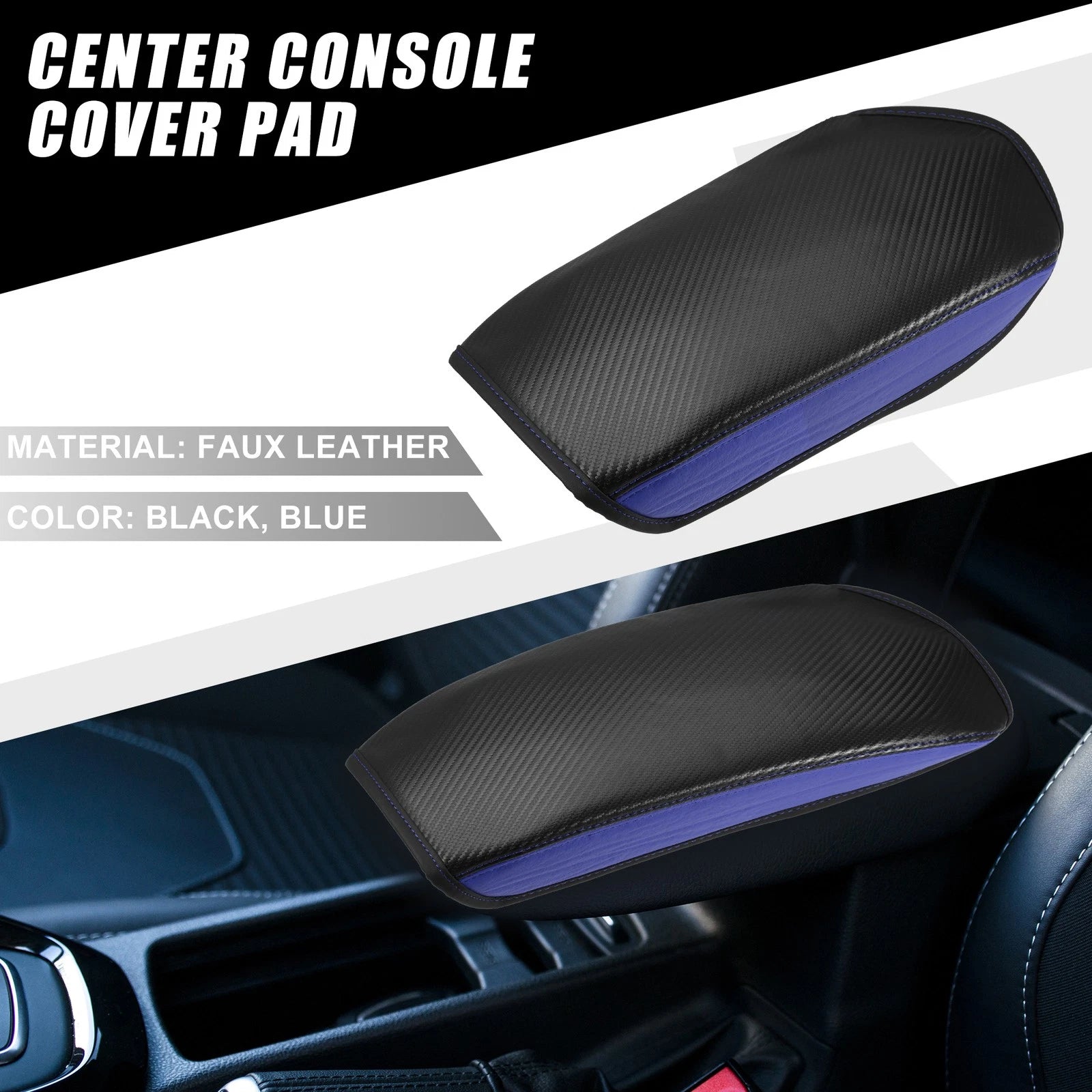 Center Console Cover for Mitsubishi Outlander Carbon Fiber Pattern Black Blue (2014–2023)