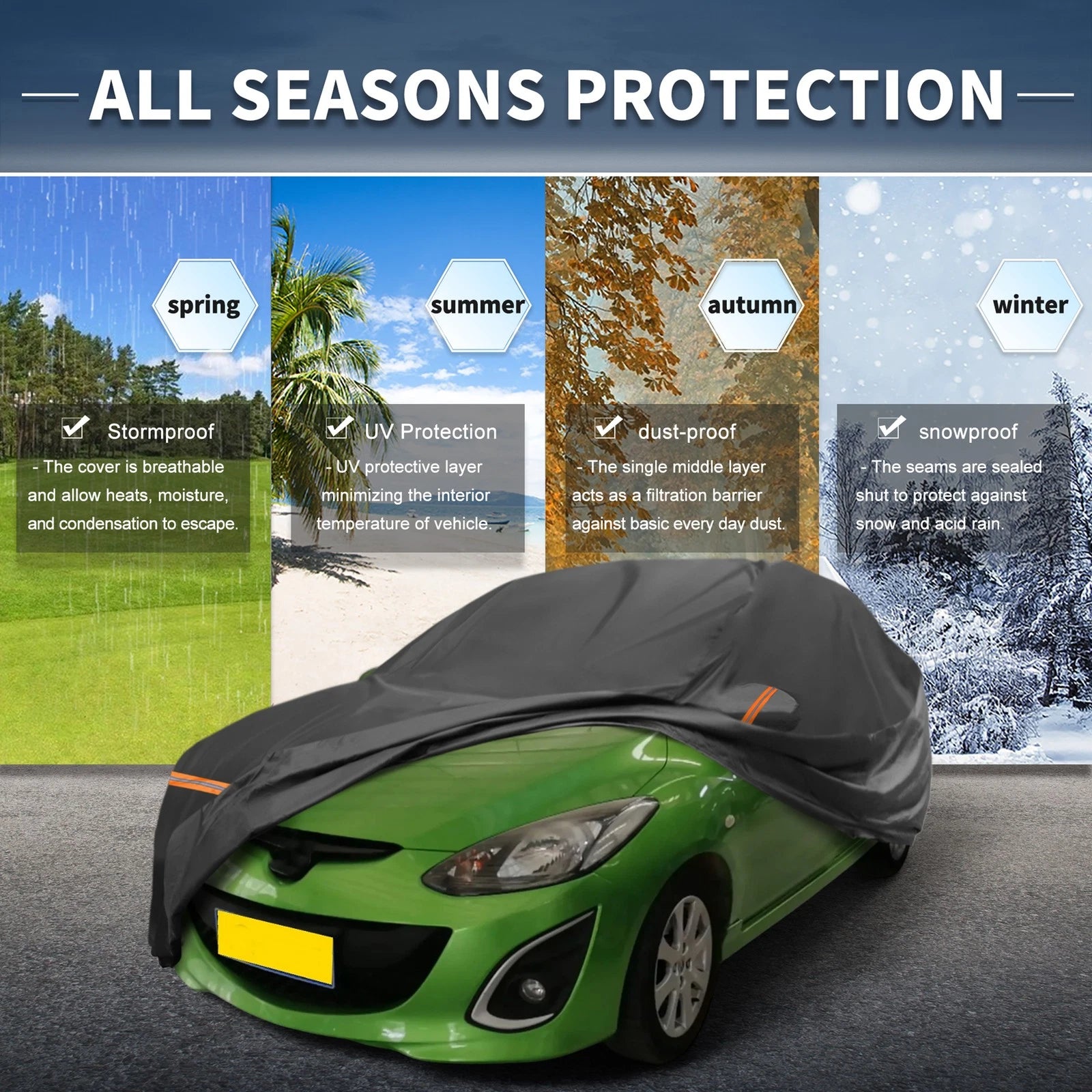 Waterproof PEVA Car Cover with Zipper for Mazda 2 (2007–2022)