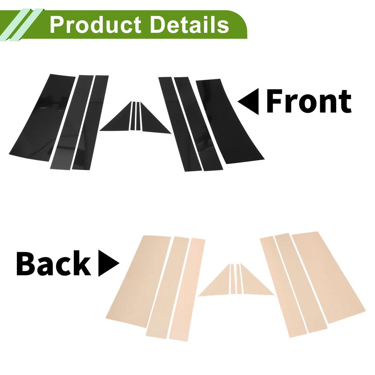 10 Pcs Door Pillar Window Trim for Chrysler Town & Country (2008–2016) Black