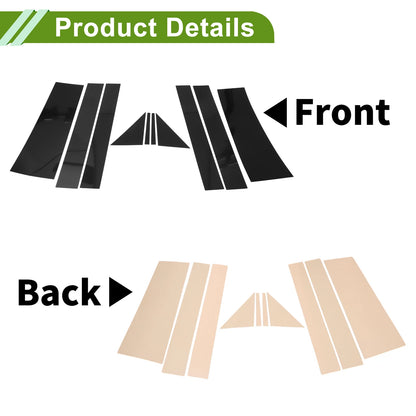 10 Pcs Door Pillar Window Trim for Chrysler Town & Country (2008–2016) Black