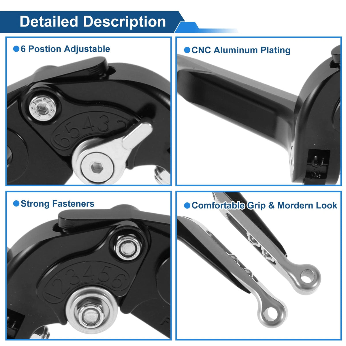 Adjustable Brake Clutch Levers for Kawasaki ZZR600 (1990–2006) Black Silver Tone
