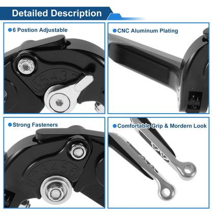 Adjustable Brake Clutch Levers for Kawasaki ZZR600 (1990–2006) Black Silver Tone