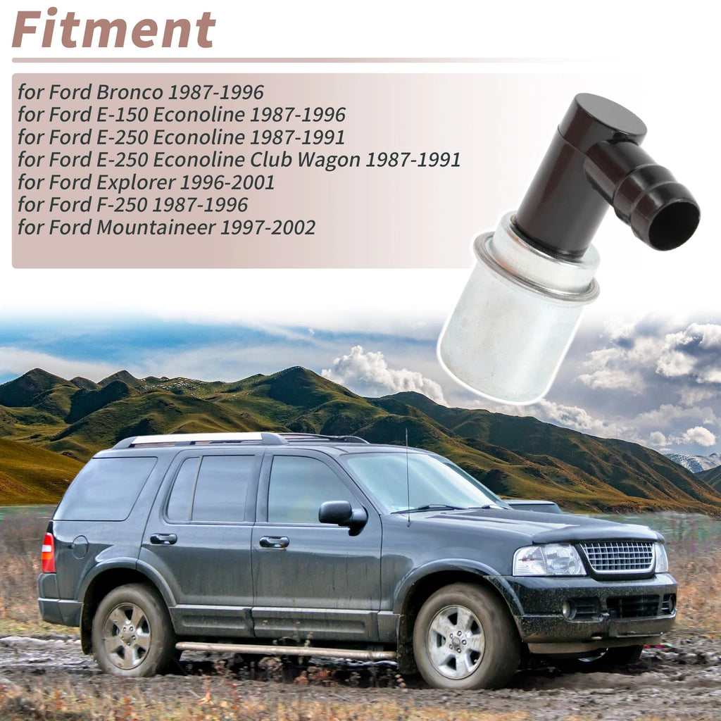 PCV Valve for Ford Bronco (1987–1996) 19313317 Plastic Metal Black Silver