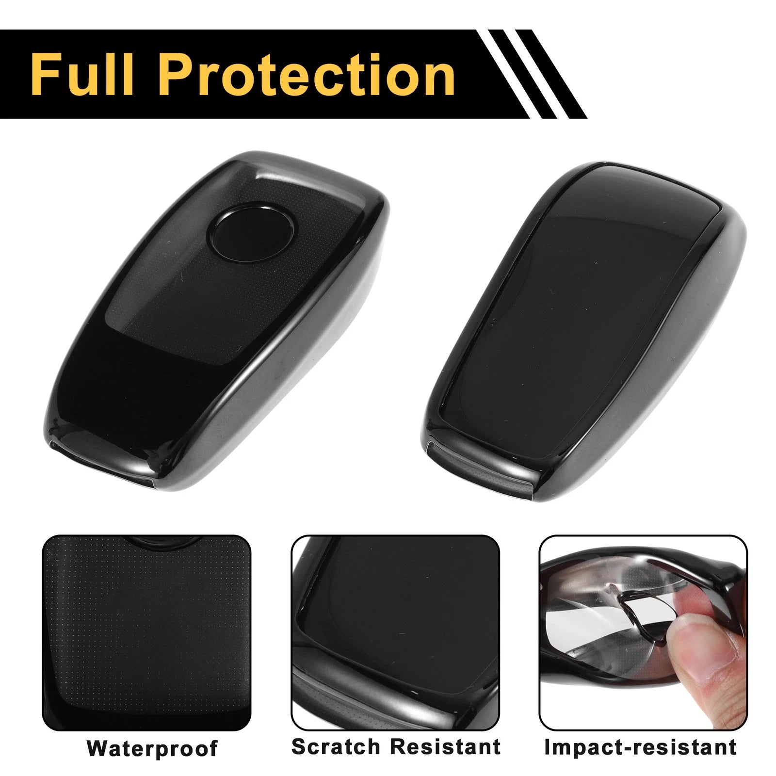 Black TPU Car Key Case for Mercedes Benz E Class (2017–2017) 3 Buttons