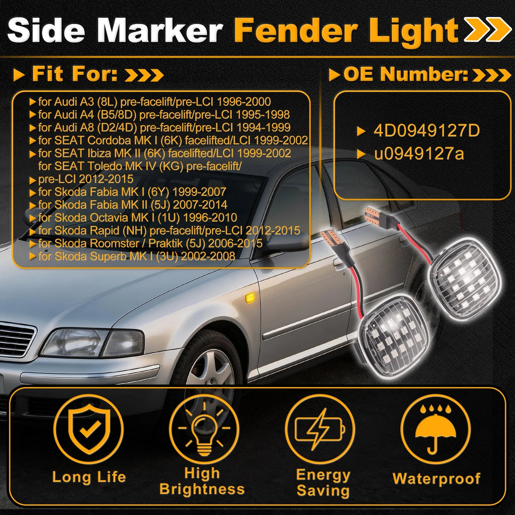 Side Marker Fender Light 4D0949127D for Audi A3 (1996–2003)