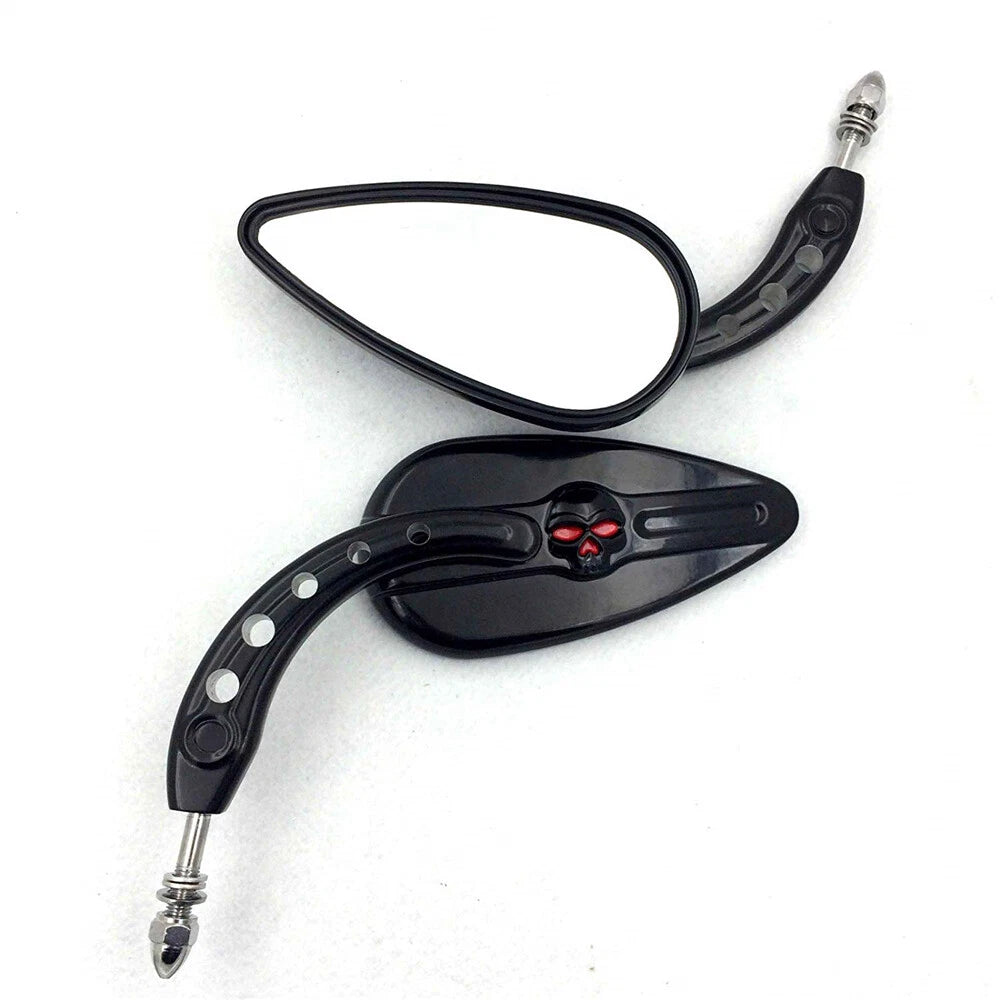 Black Skull Side Mirrors for Harley Classic Deluxe Breakout Night Road (2014–2023)
