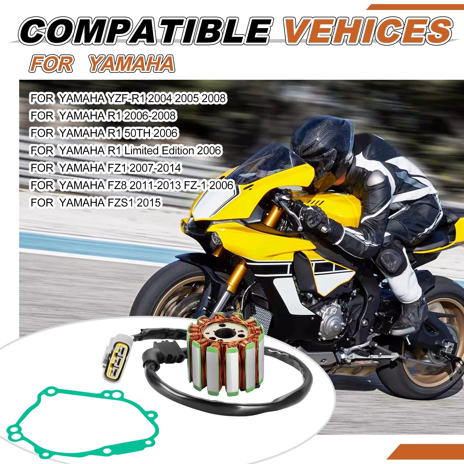 Magneto Stator Cover Gasket Repair Kit for Yamaha YZF-R1 FZ8 FZ1 (2002–2023)
