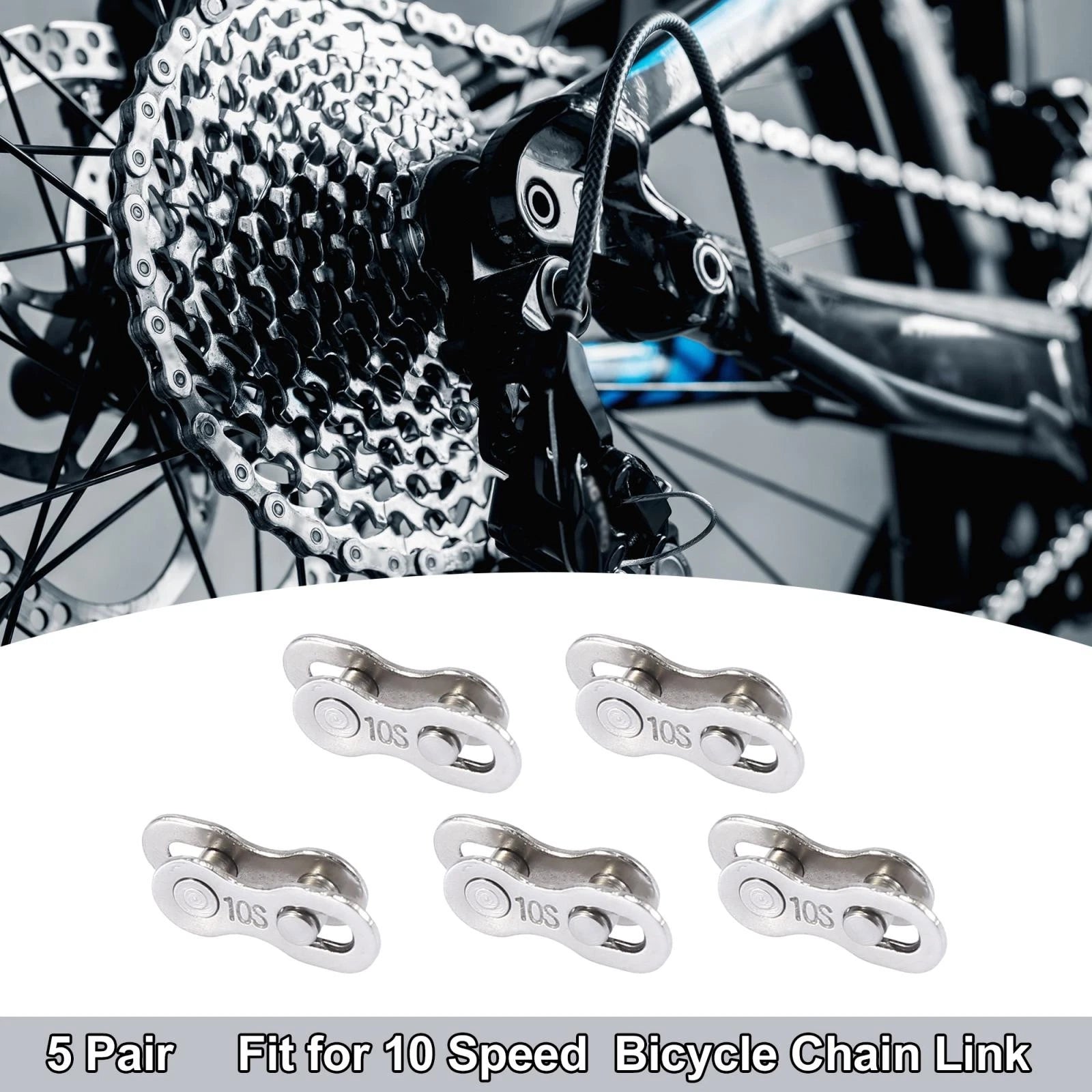 10 Speed Master Chain Link Connectors 5 Pair for Bike Bicycle Silver Tone