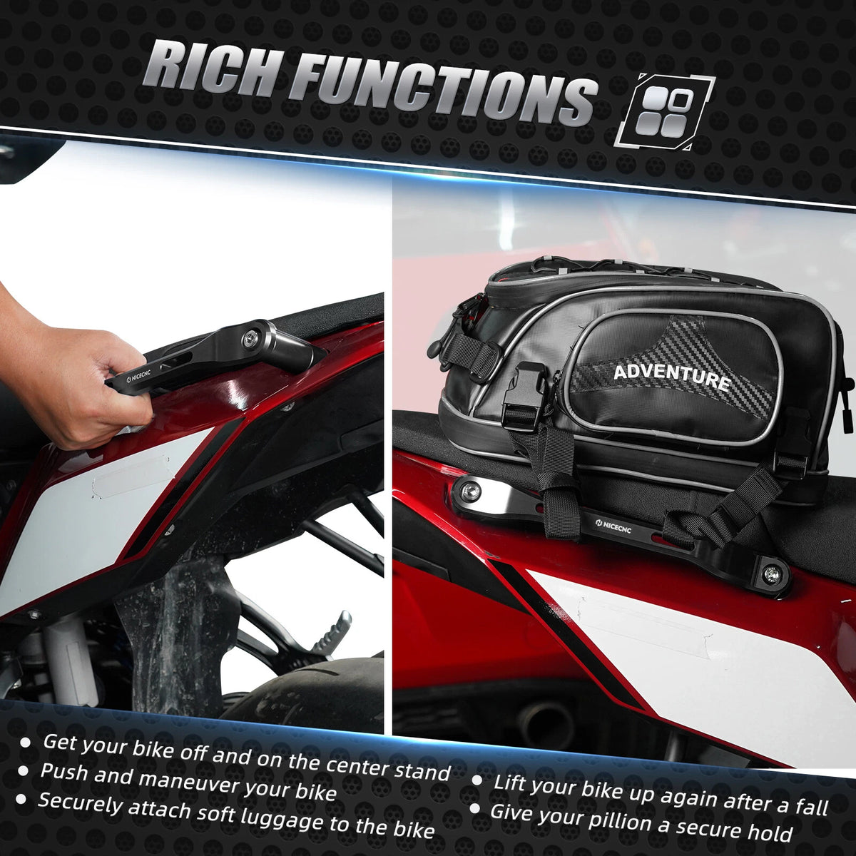 Passenger Rear Grab Handle Set for Yamaha Tenere 700 XTZ700 (2019–2024)