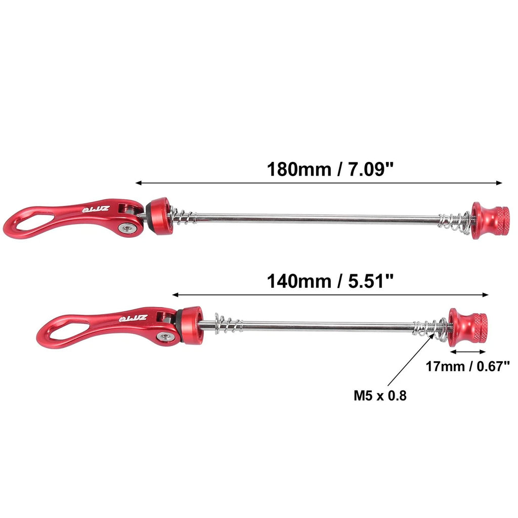 2Pc Quick Release Skewers Set for Bicycle Front Rear Wheel Hub (Red)