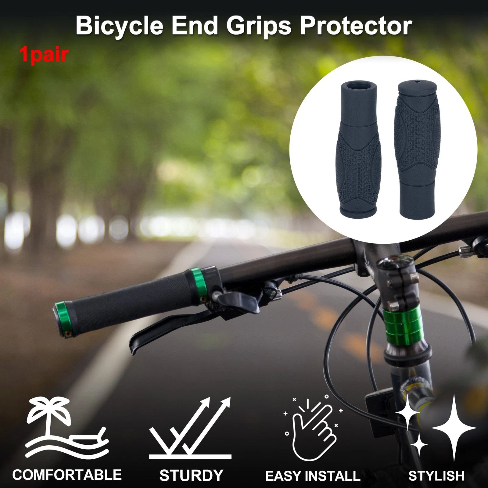 Bike Handlebar Grip Covers 125mm Soft End Grips Protector Pair for MTB