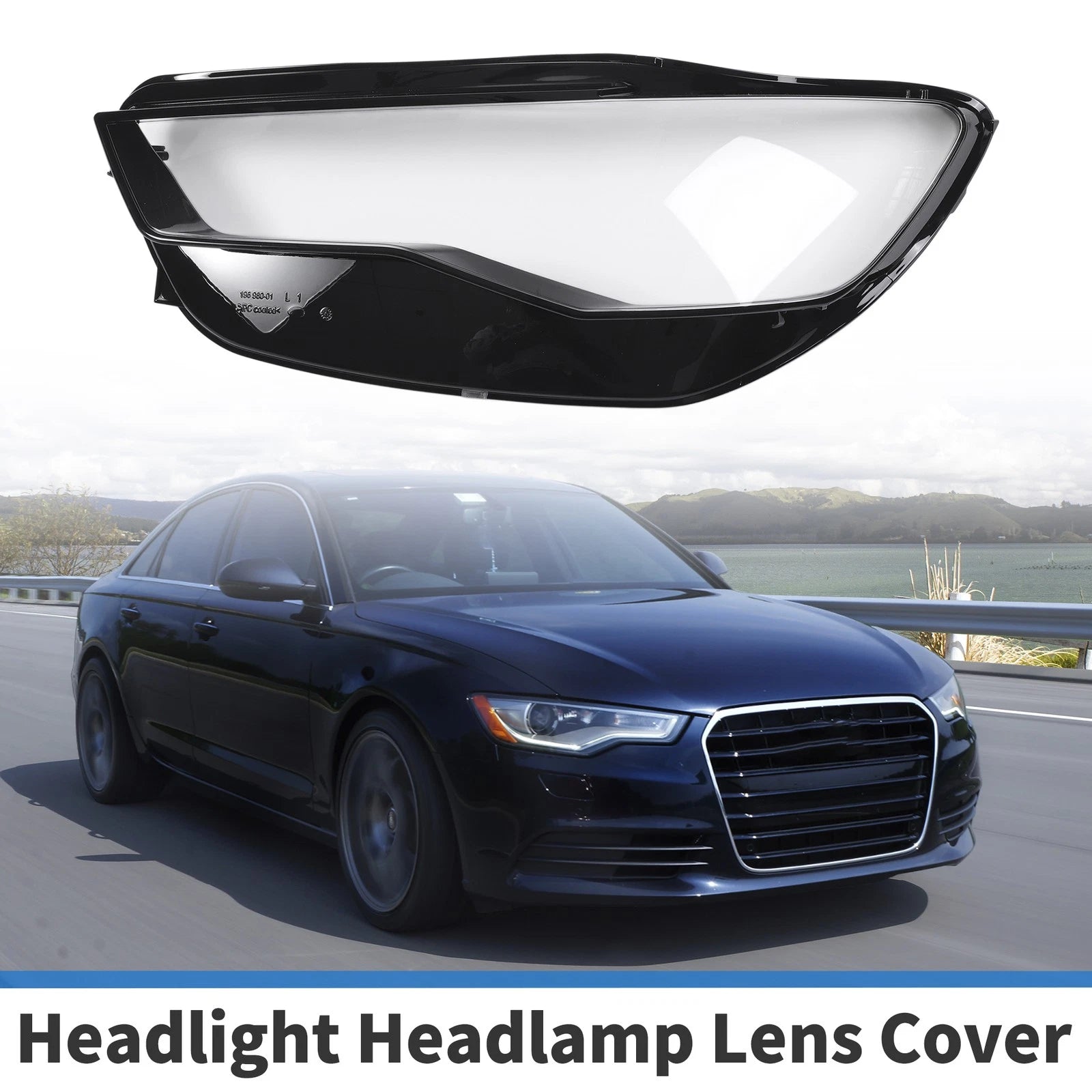 1 Pc Headlight Lens Cover for Audi A6 (2016–2018) Black Clear
