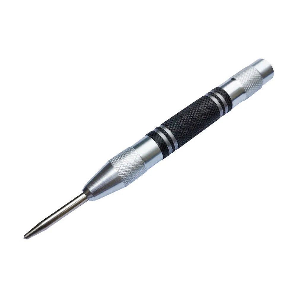 Center Punch Automatic Loaded Dent Drill for Wood Glass (Silver)