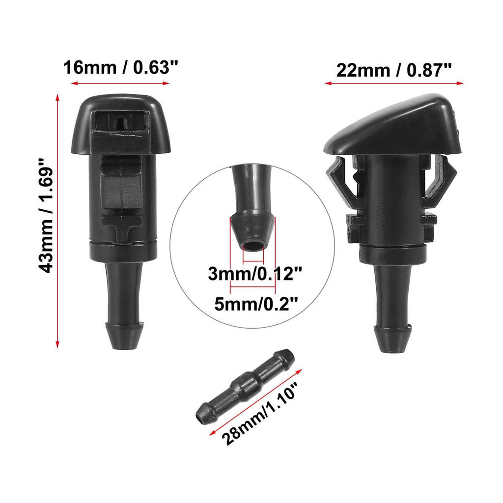 Front Windshield Washer Nozzles Set of 4 for Dodge Caliber (2007–2012)