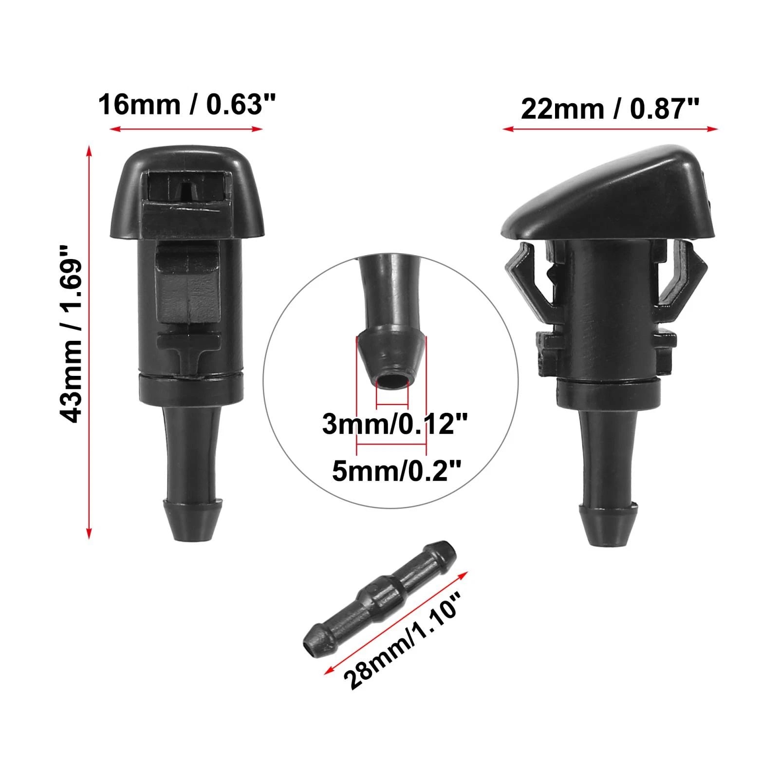 Front Windshield Washer Nozzles Set of 4 for Dodge Caliber (2007–2012)