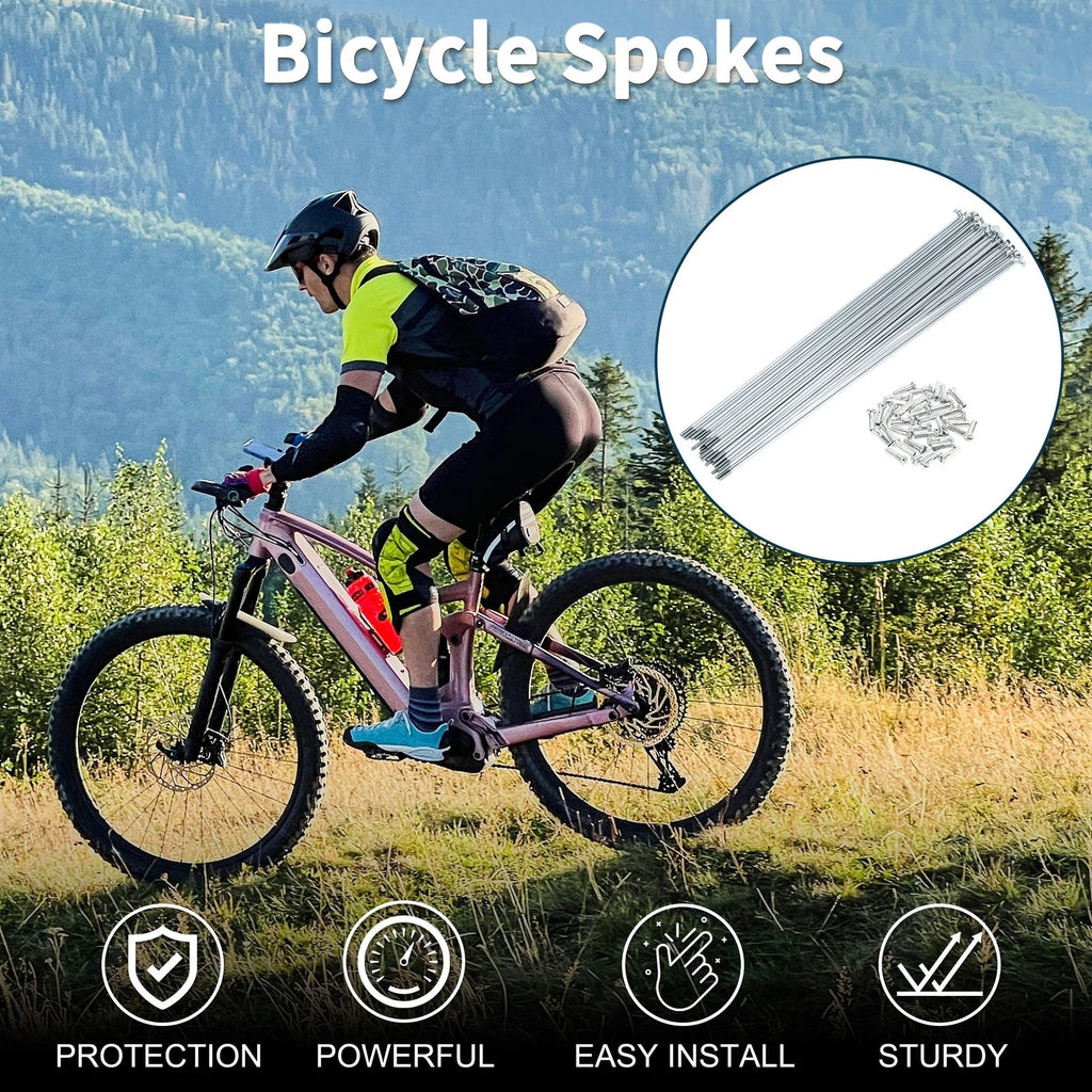 Set 14G 241mm Bicycle Spokes Nipple Carbon Steel Galvanized Universal (1)