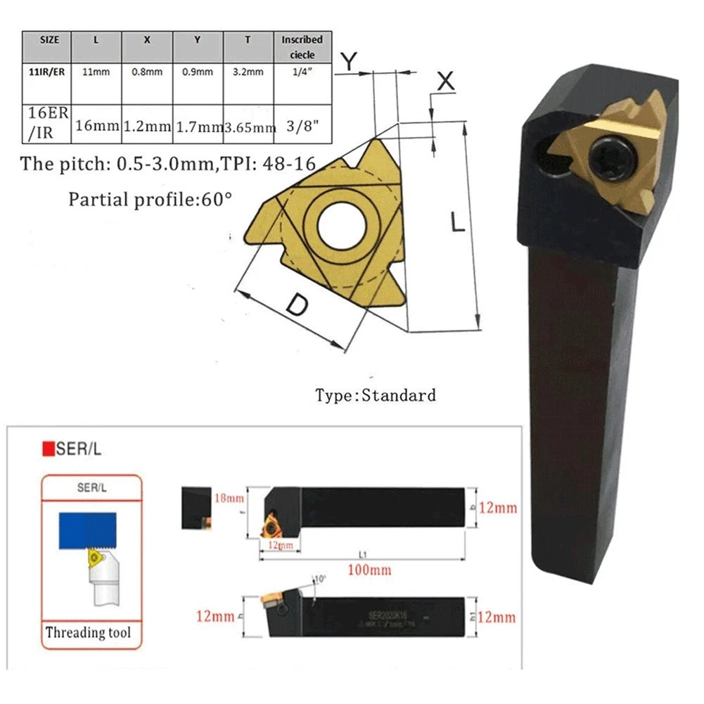 SER1212H16 Alloy Steel Tool Holder for Enhanced Processing Capability
