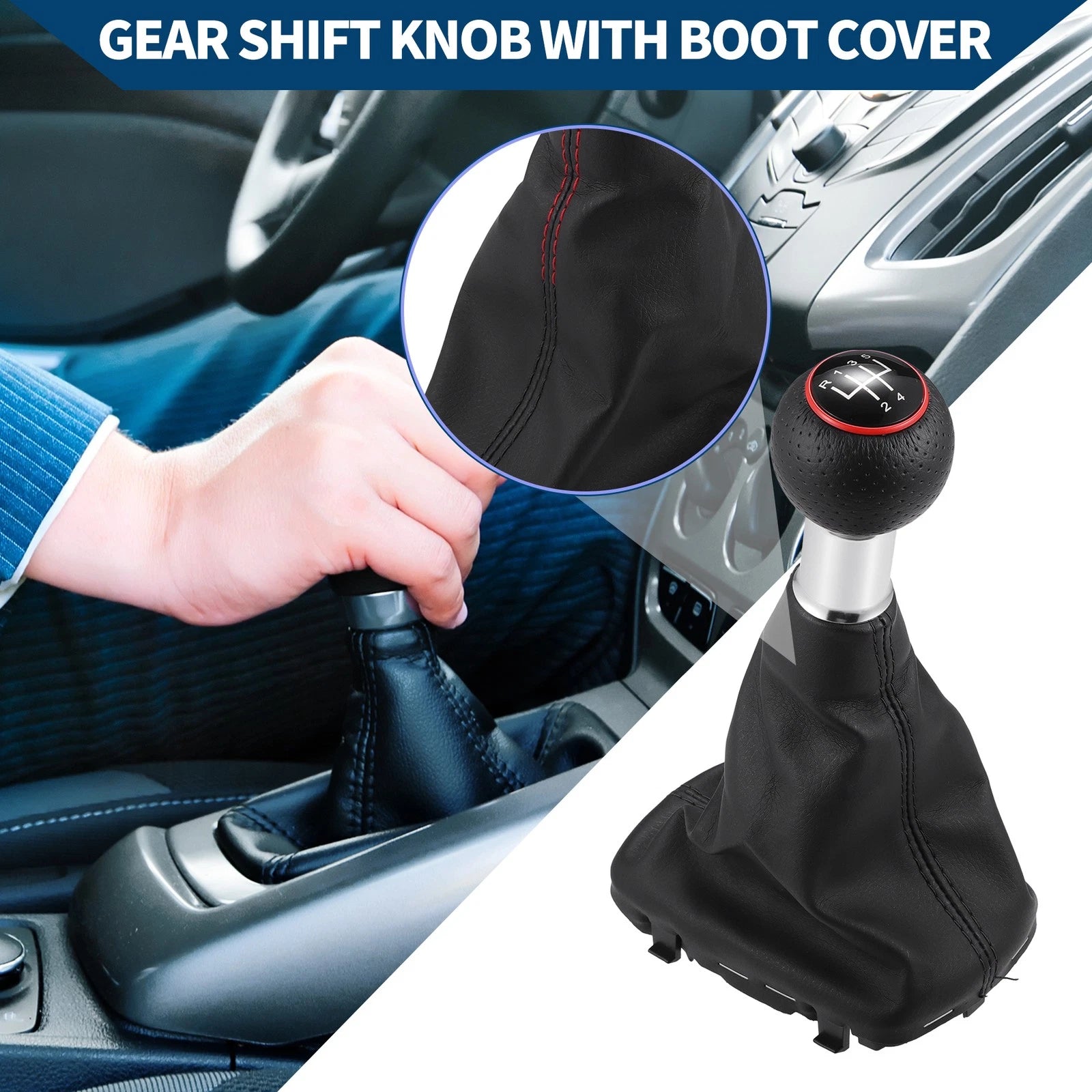 5 Speed Gear Shift Knob with Dust Cover for Audi A3 (2000–2003) Black