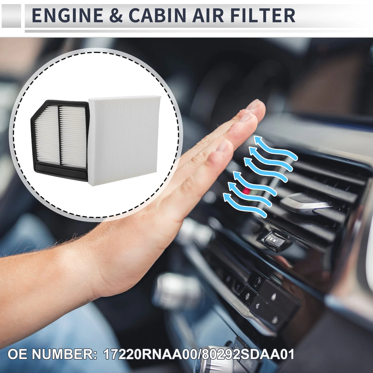 Engine Cabin Air Filter Combo No. 17220RNAA00 for Honda Civic 1.8L (2006–2011)