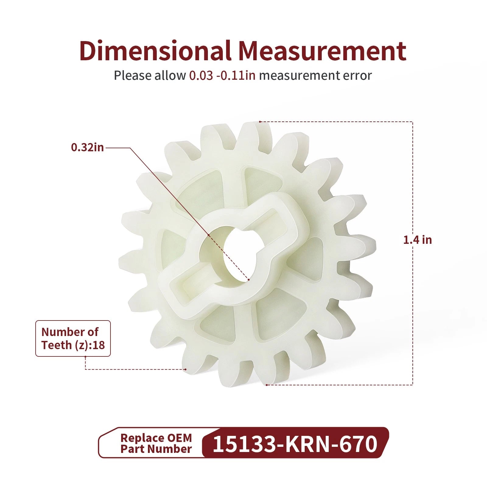 2 Oil Pump Driven Gears for Honda CRF250R (2004–2009) CRF250X (2004–2017) 15133-KRN-670