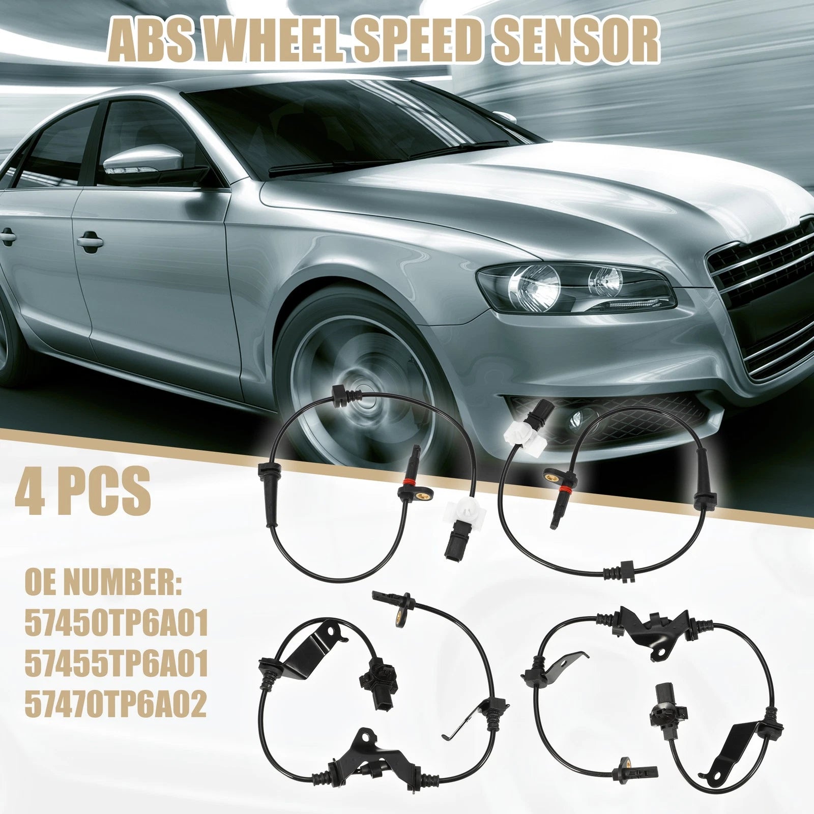 4X ABS Wheel Speed Sensor Front Right for Honda Crosstour (2010–2015)