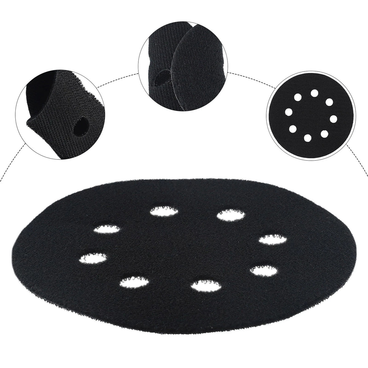 5 Inch 8 Hole Flocking Material Pad for Sanding Discs Protection