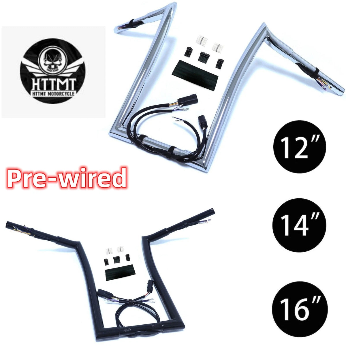1.25" Meat-hook Handlebar for Harley Road King FLHR (2008–2013) 12" 14" 16"