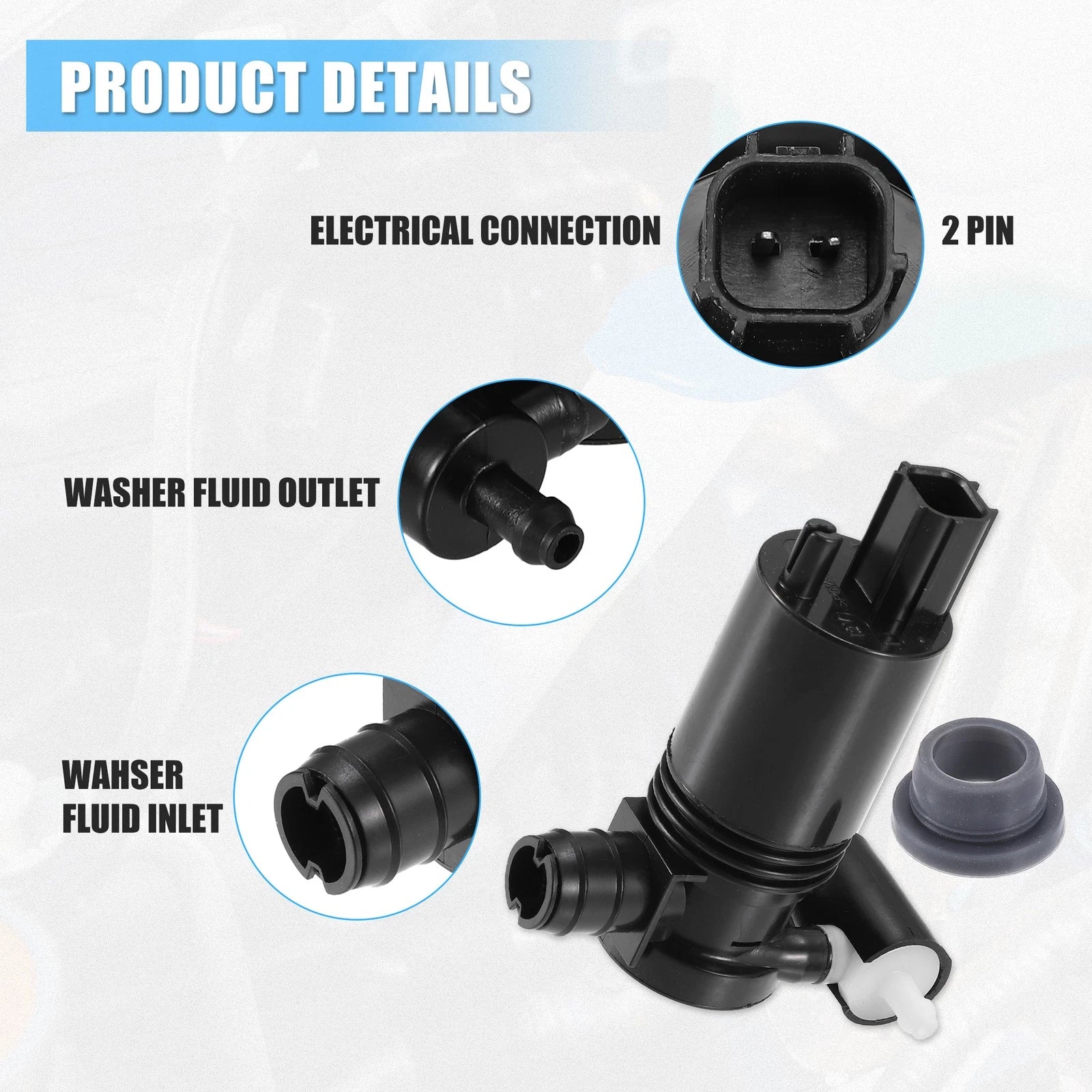 Windshield Washer Pump Motor Replacement for Chrysler PT Cruiser (2001–2010)
