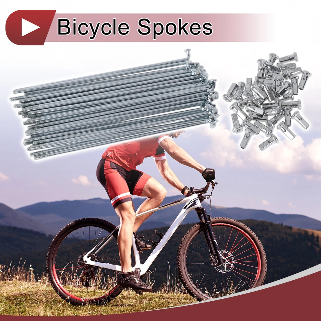 Bicycle Spokes Set 133mm Galvanized Steel for 12G Wheel Spokes (1 Pair)