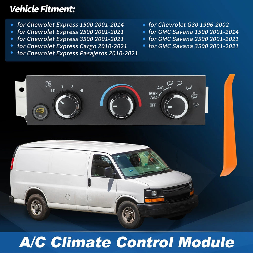 A/C Heater Climate Control Module Panel Replacement for Chevrolet Express 2500 3500 (2003–2022)