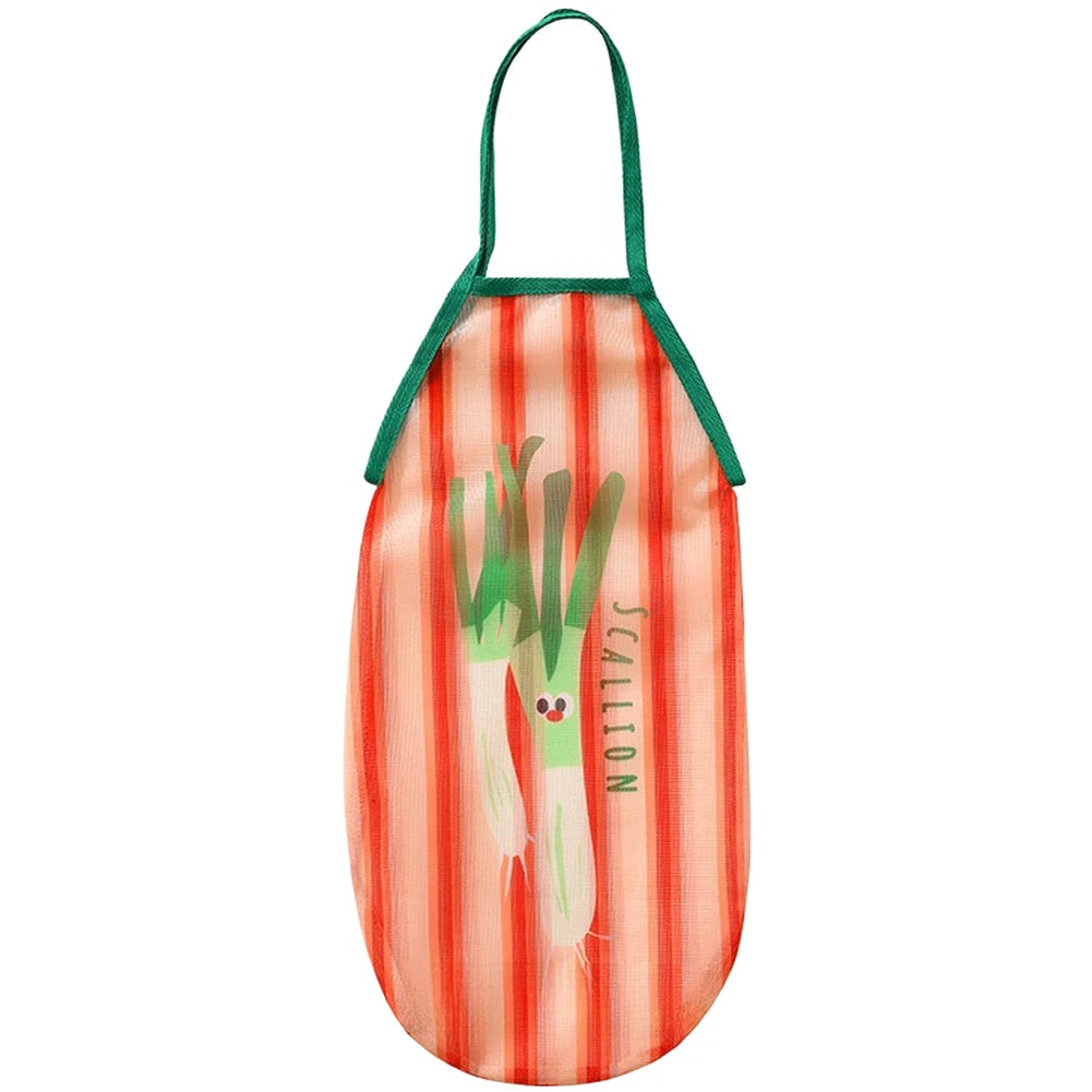 Polyester Mesh Bag for Scallions Garlic Fruits Seasonings Storage