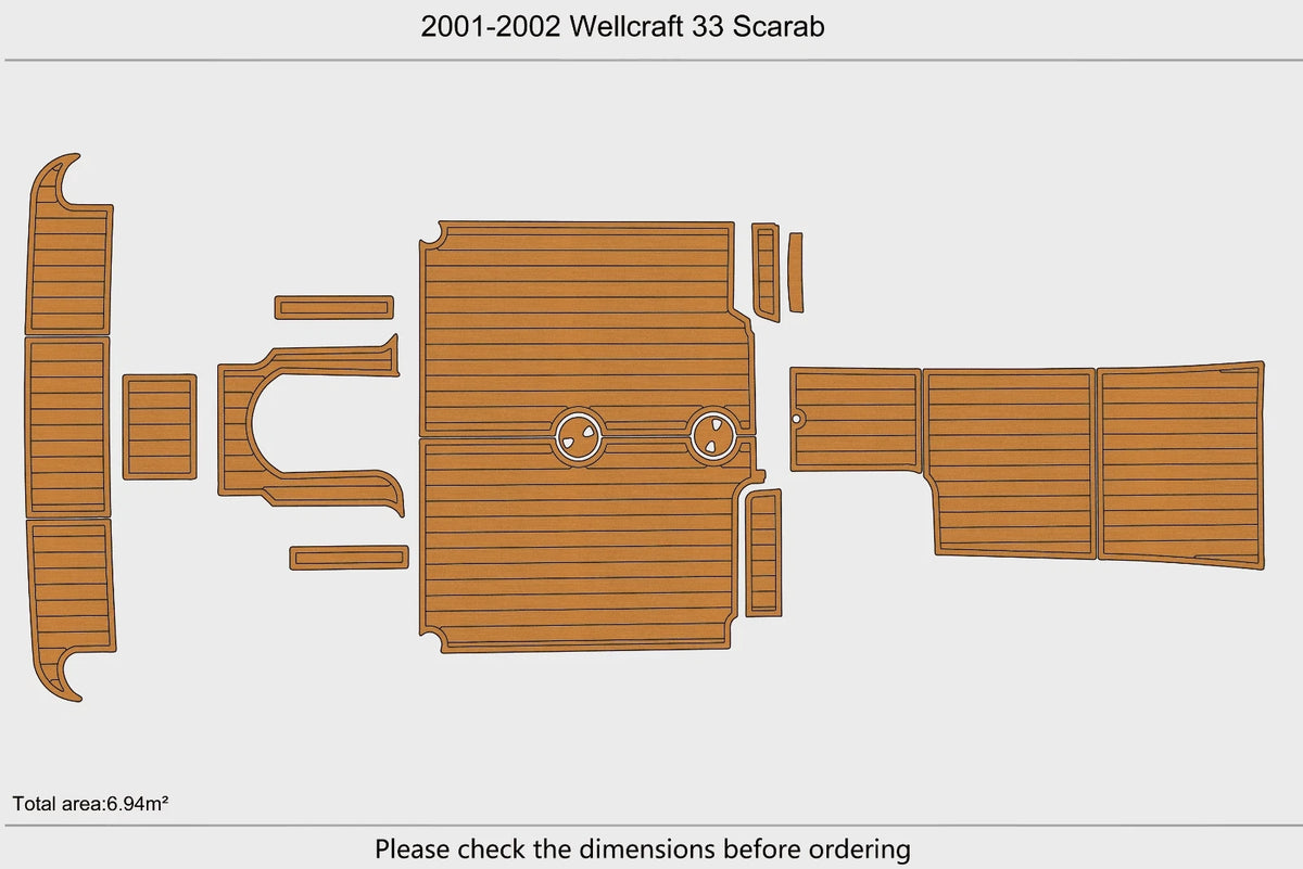 EVA Foam Teak Deck Flooring Pads for Wellcraft 33 Scarab (2001)