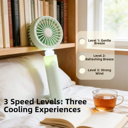 Handheld Fan USB Rechargeable with Night Light and 3 Velocity Modes