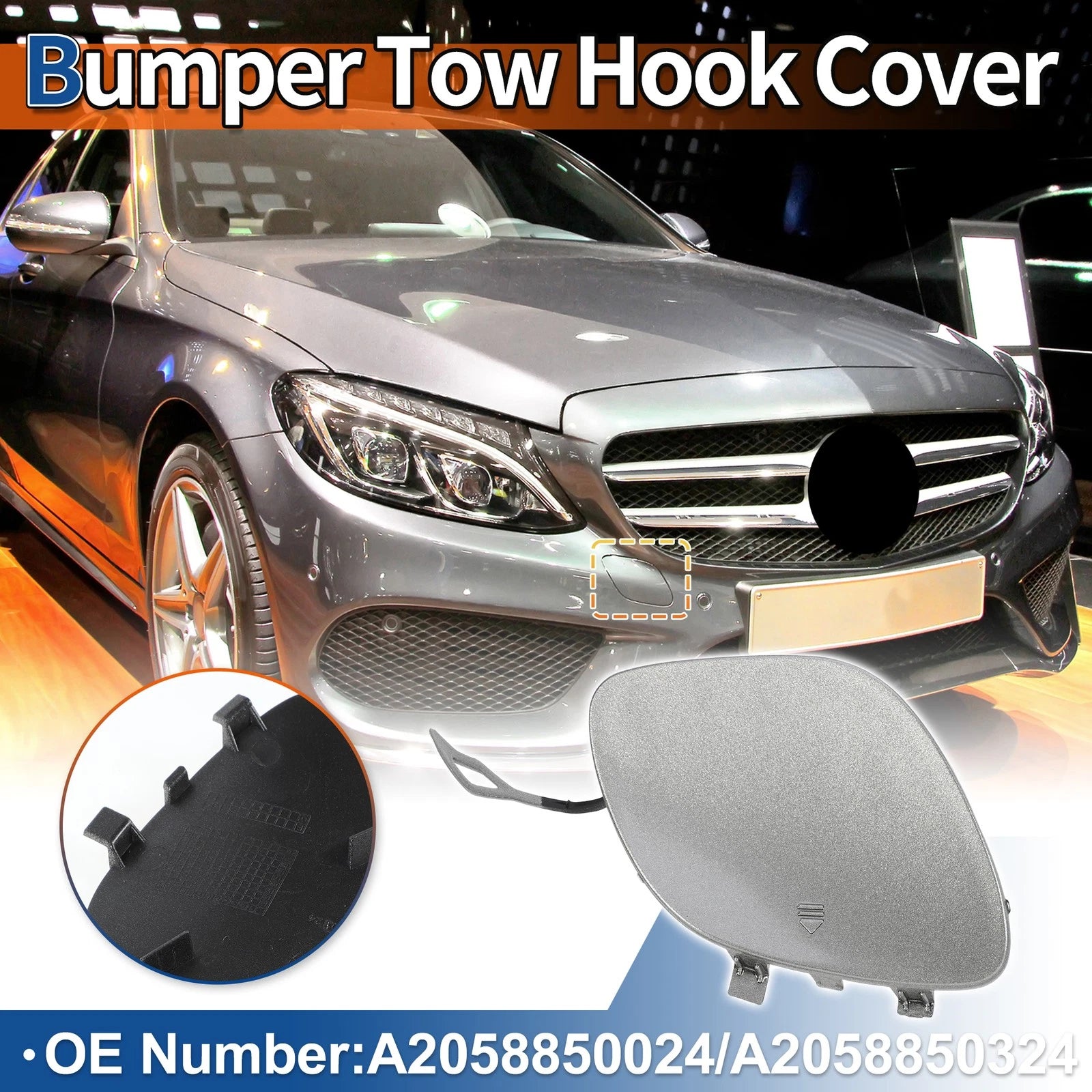 Front Tow Hook Cover Replacement for Mercedes-Benz C63 (2015–2021)